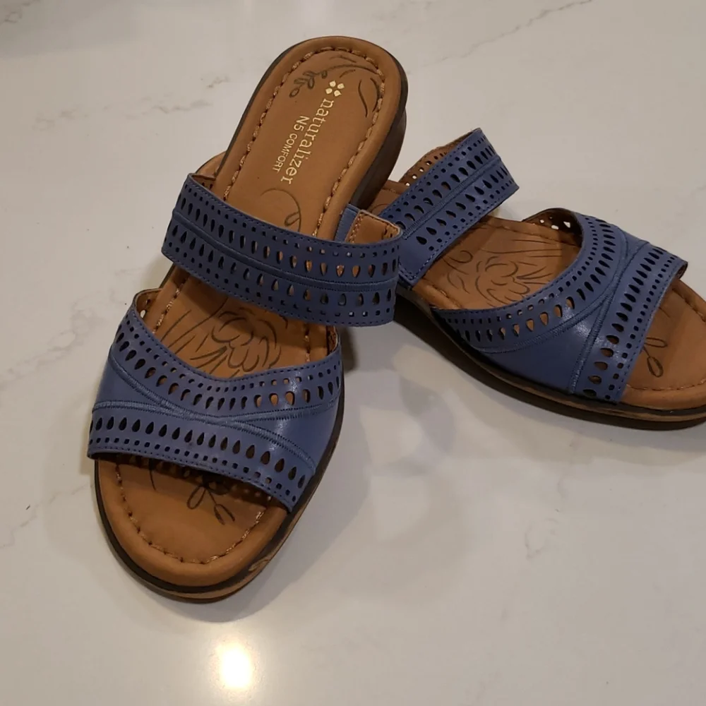 NATURALIZER 7.5 blue leather sandal - Picture 3 of 6